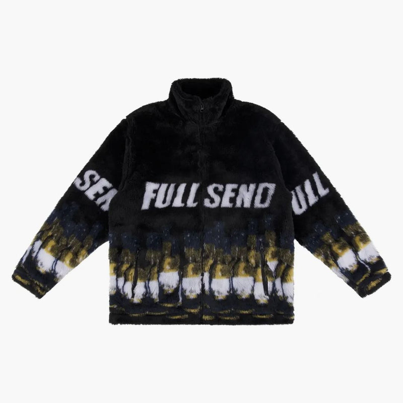 Envío completo de la chaqueta de vellón polar rona negra