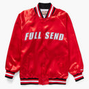 Invia la giacca di raso rossa