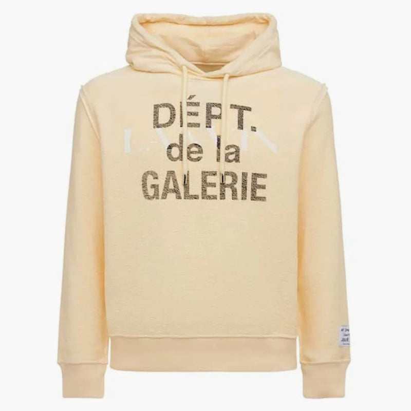 Gallery Dept. X Lanvin Logo Washed Cotton Relaxed Hoodie Beige
