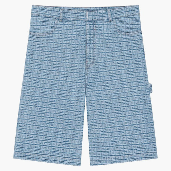Givenchy 4G Denim Carpenter Bermuda Shorts Blu chiaro