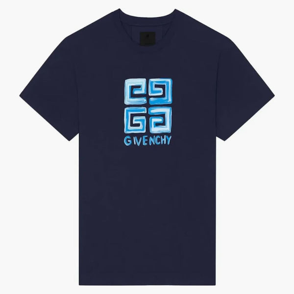 Givenchy 4G Logo Sketch T-Shirt Navy