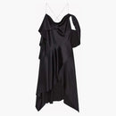 Abito raso drappeggiato asimmetrico di Givenchy Black
