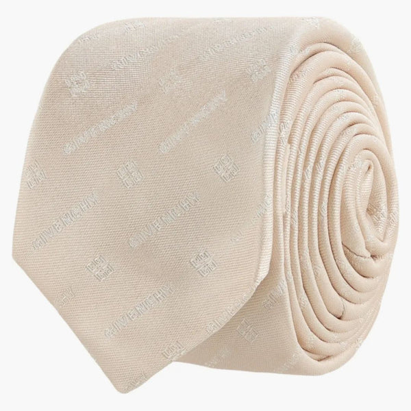 Givenchy diagonální logo Silk Tie Beige