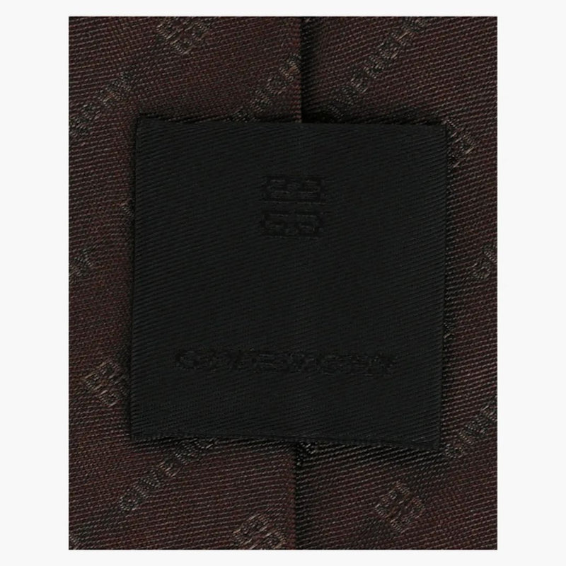 Givenchy Diagonal Logo Silk Tie Dark Brown