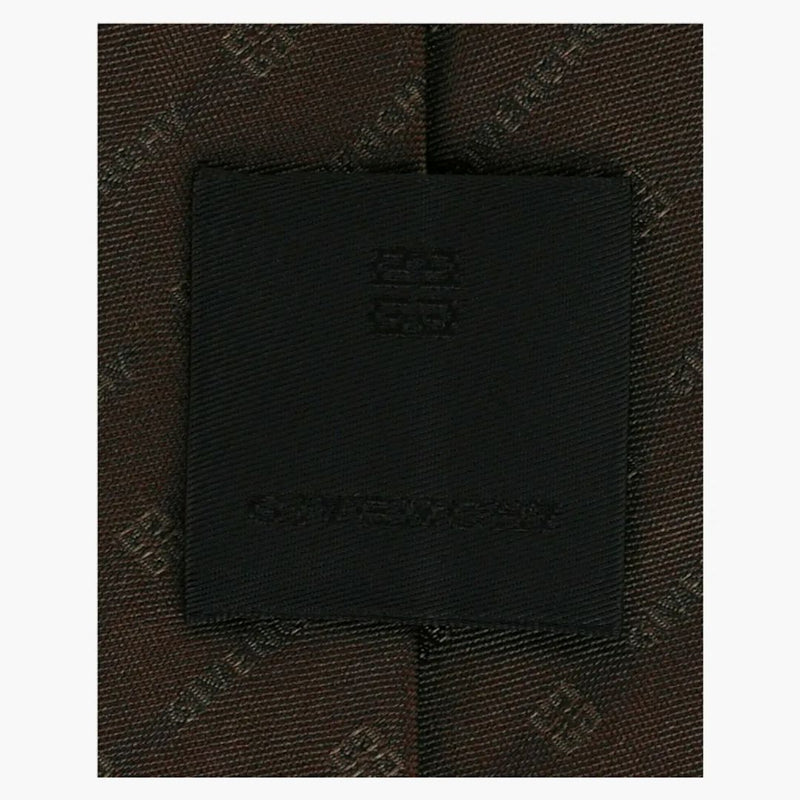 Givenchy Diagonal Logo Silk Tie Dark Brown