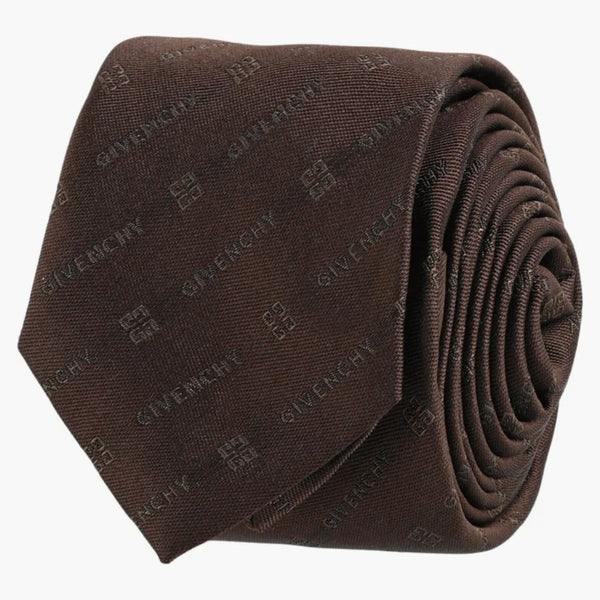 Givenchy diagonální logo Silk Tie tmavě hnědá
