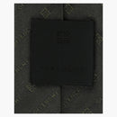 Givenchy logotipo diagonal corbata de seda verde/gris