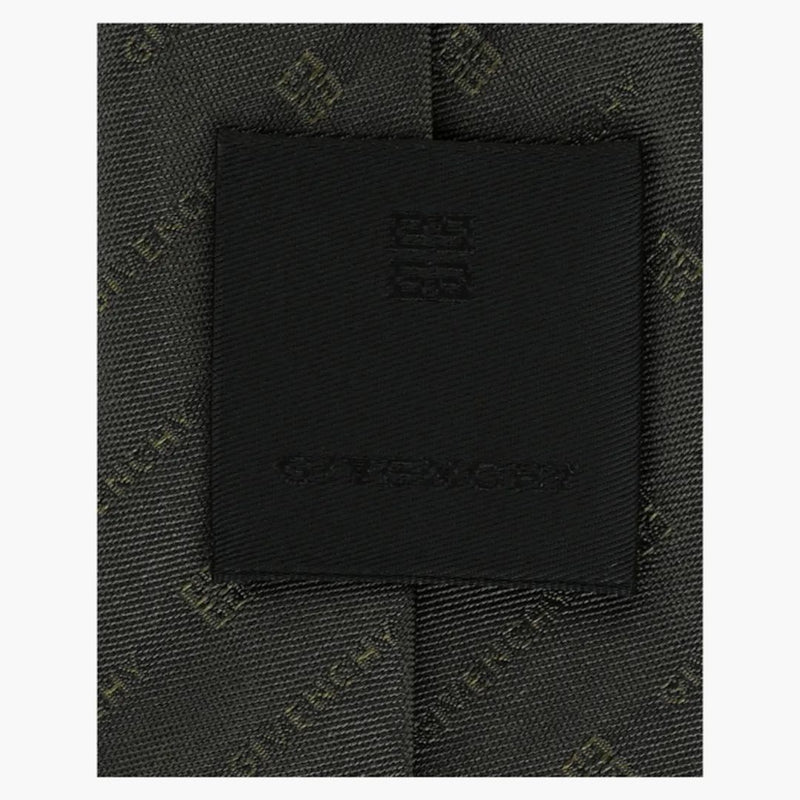 Givenchy diagonální logo Silk Tie Green/Grey