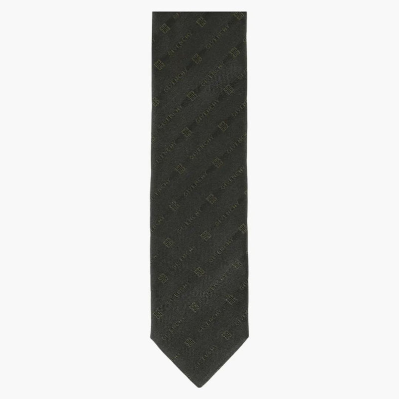 Givenchy diagonální logo Silk Tie Green/Grey