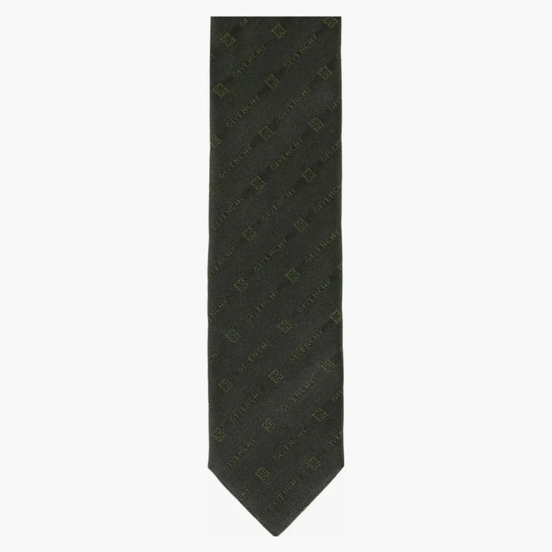 Givenchy diagonální logo Silk Tie Green/Grey