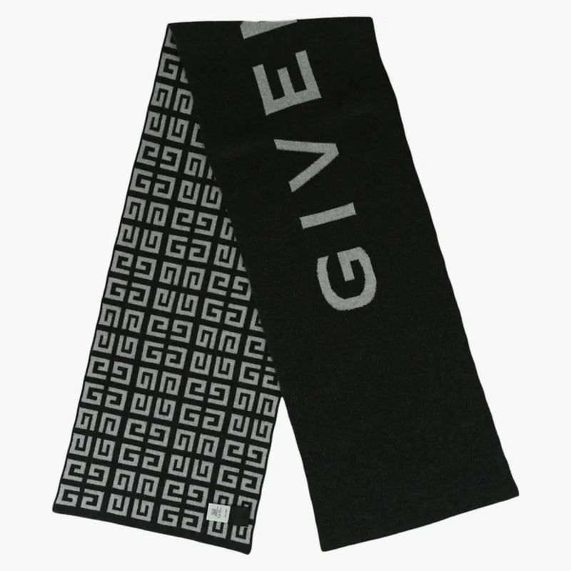 Givenchy Double Face 4g Logo Scarf Grigio scuro