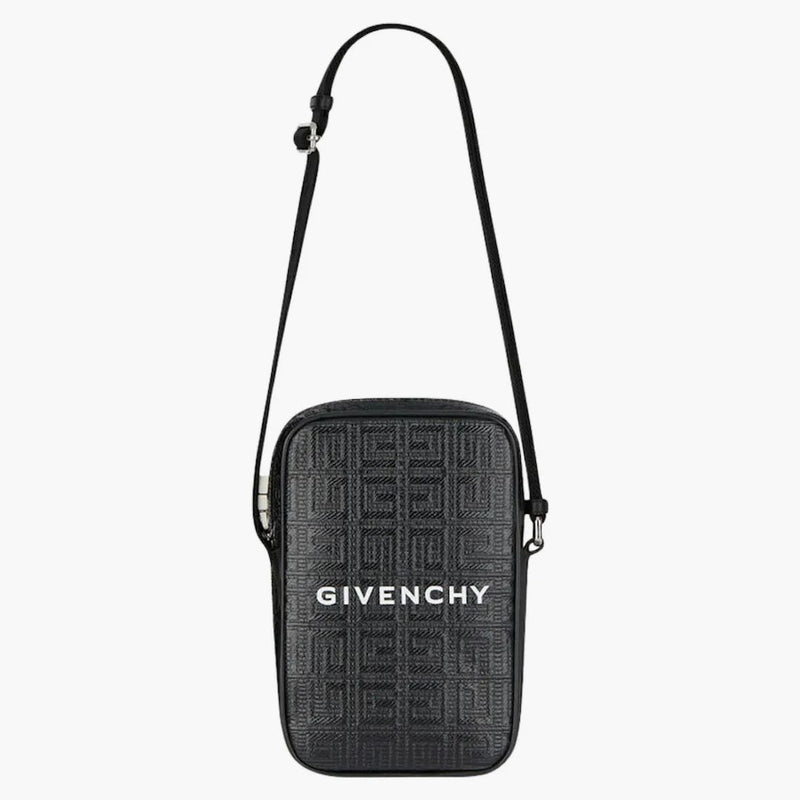 Givenchy präglad logotyp vertikal väska liten svart/vit
