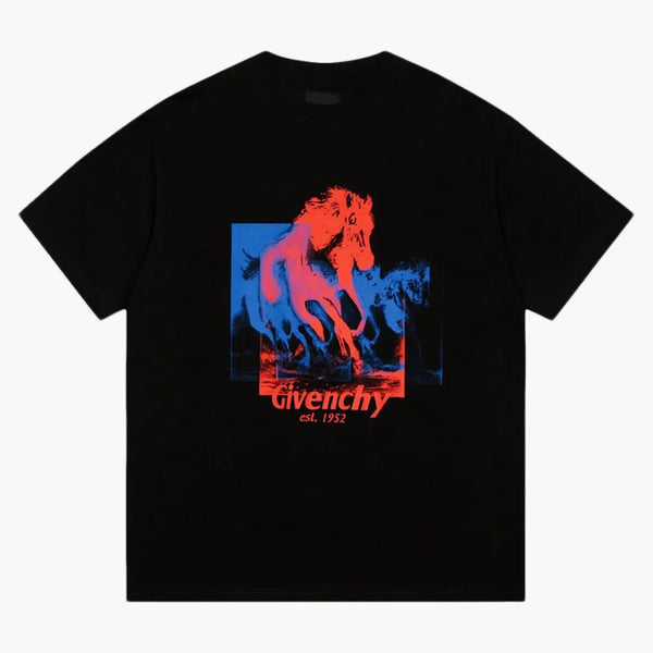 T-shirt in forma classica stampata per cavalli Givenchy