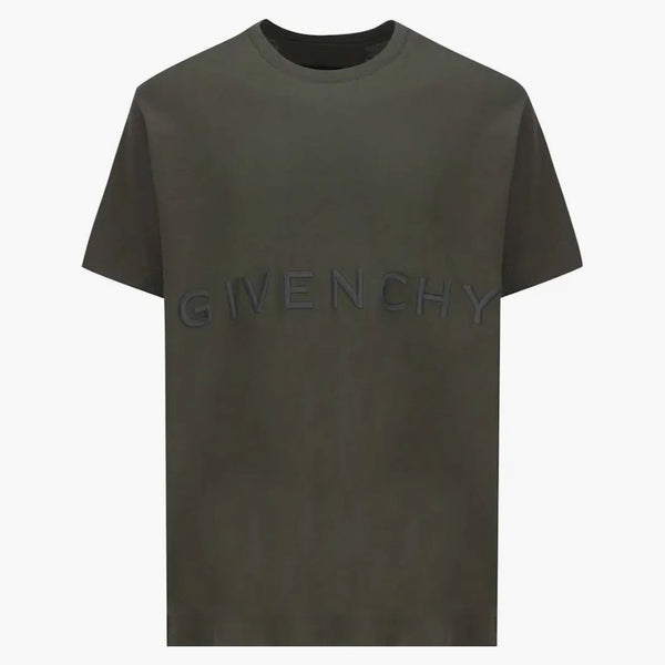 T-shirt del logo ricamato di oversize givenchy verde grigiastro