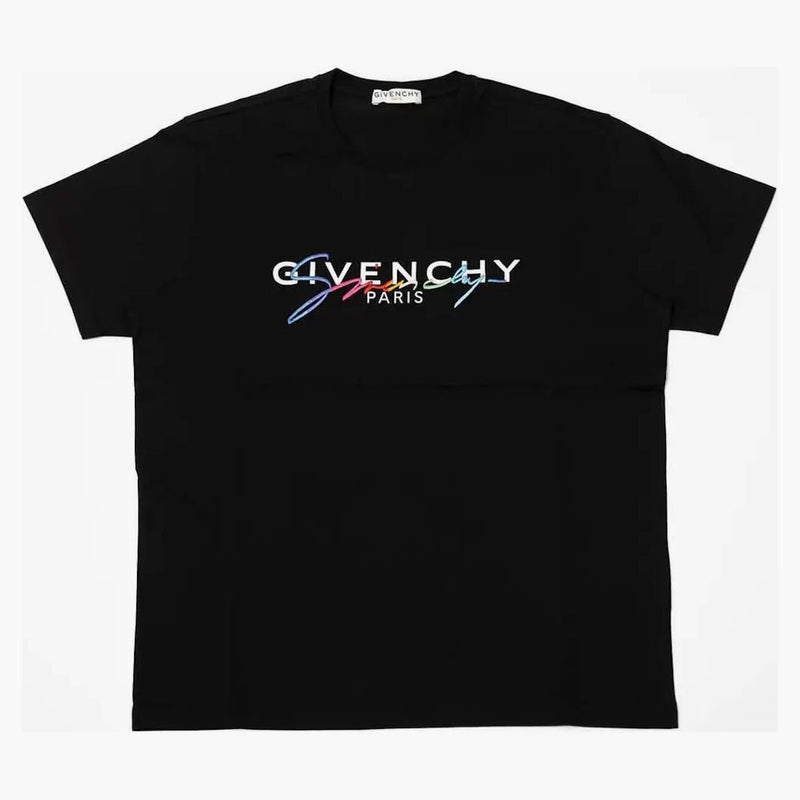 Givenchy Paris Rainbow Signature Logo T-shirt Black