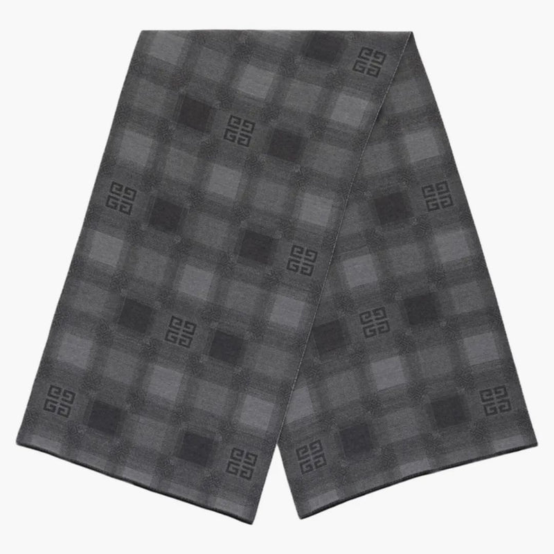 Givenchy Plaid 4G Logo Scarf Grey