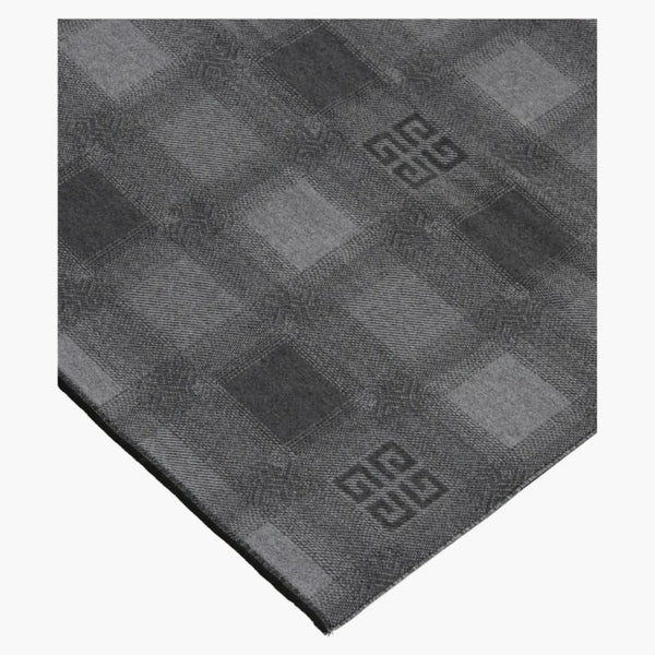 Givenchy Plaid 4G Logo Scarf Grey