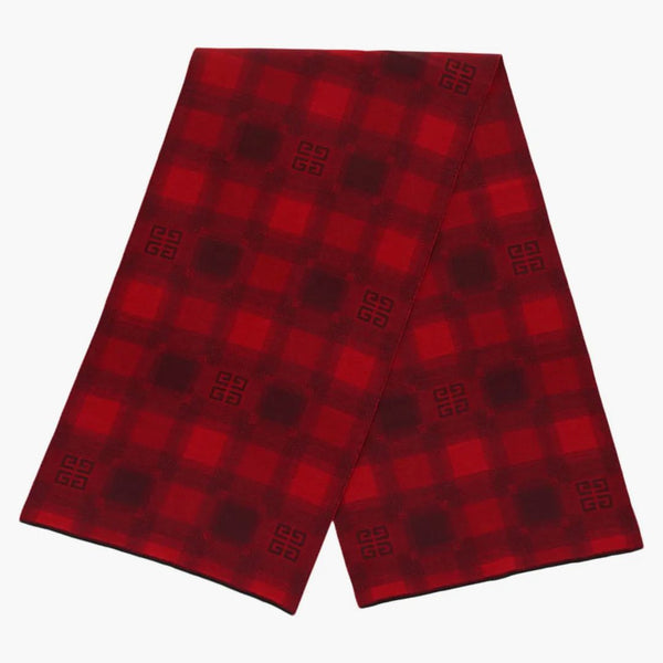 Givenchy Plaid 4G Logo Scarf Red