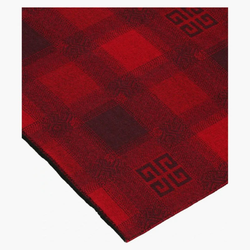 Givenchy Plaid 4G Logo Scarf Red