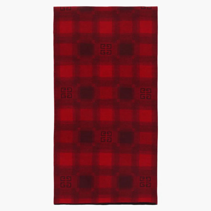 Givenchy Plaid 4G Logo Scarf Red