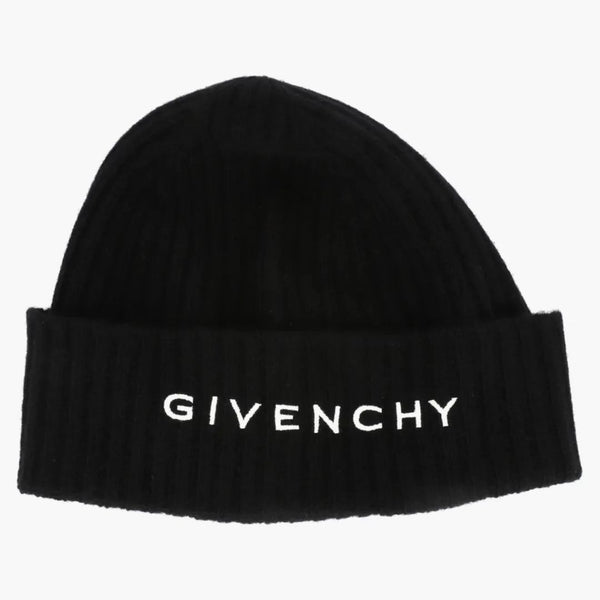 Givenchy Ribbed Embroidered Logo Beanie Black/white