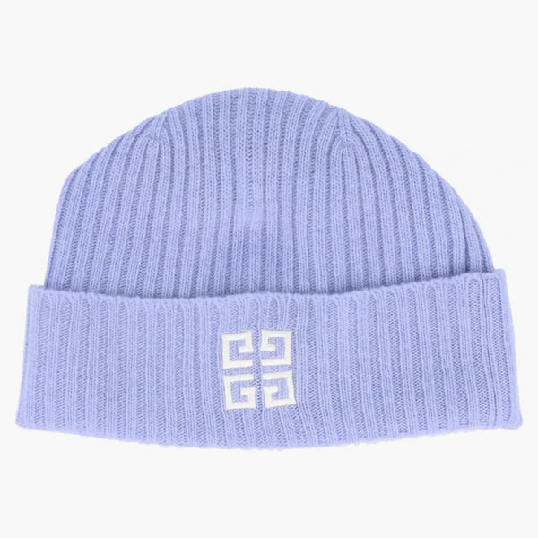 Givenchy Ribbed Embroidered Logo Beanie Light Blue