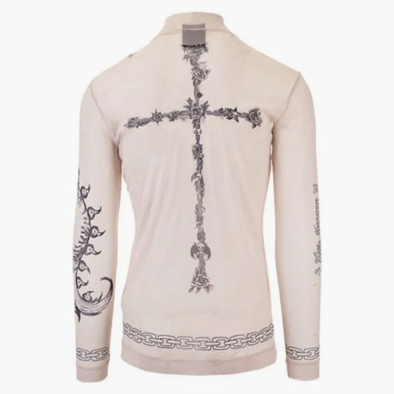 Givenchy andra hudeffekt tryckt mesh l/s t-shirt beige