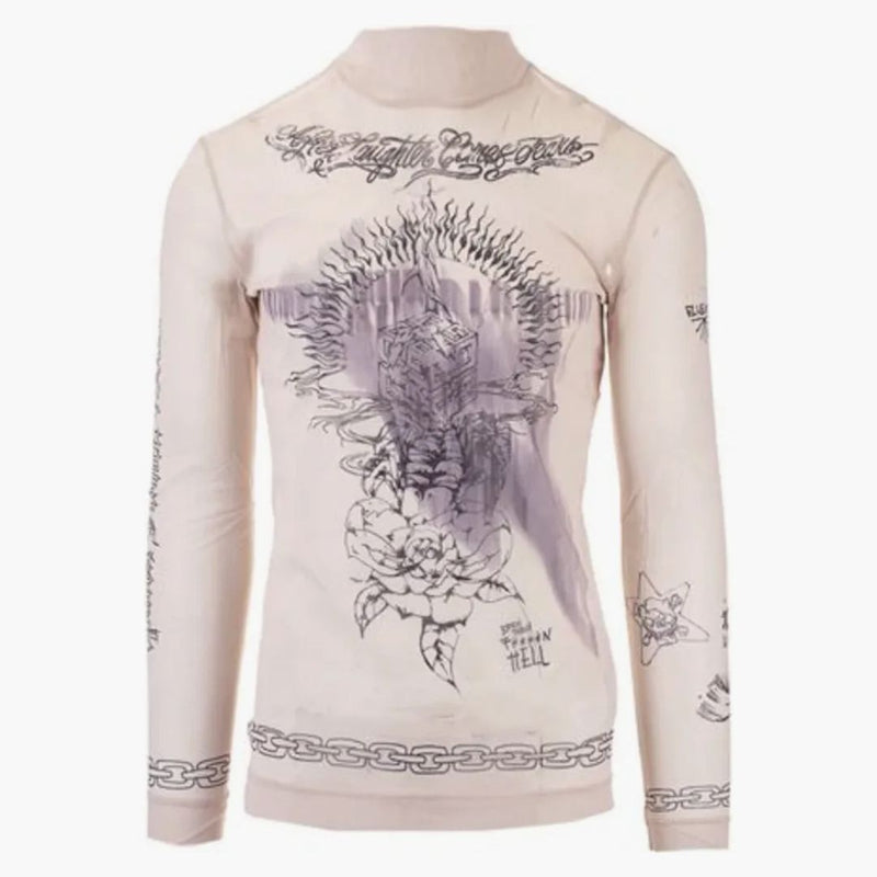 Givenchy andra hudeffekt tryckt mesh l/s t-shirt beige