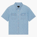 Givenchy Short Sleeve Boxy Fit Denim Shirt Blue