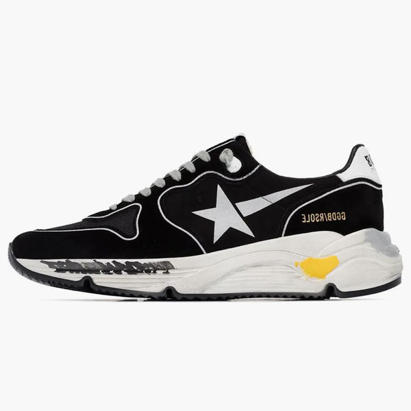 Golden Goose Running Sole Suede Hand-painted Black Silver White