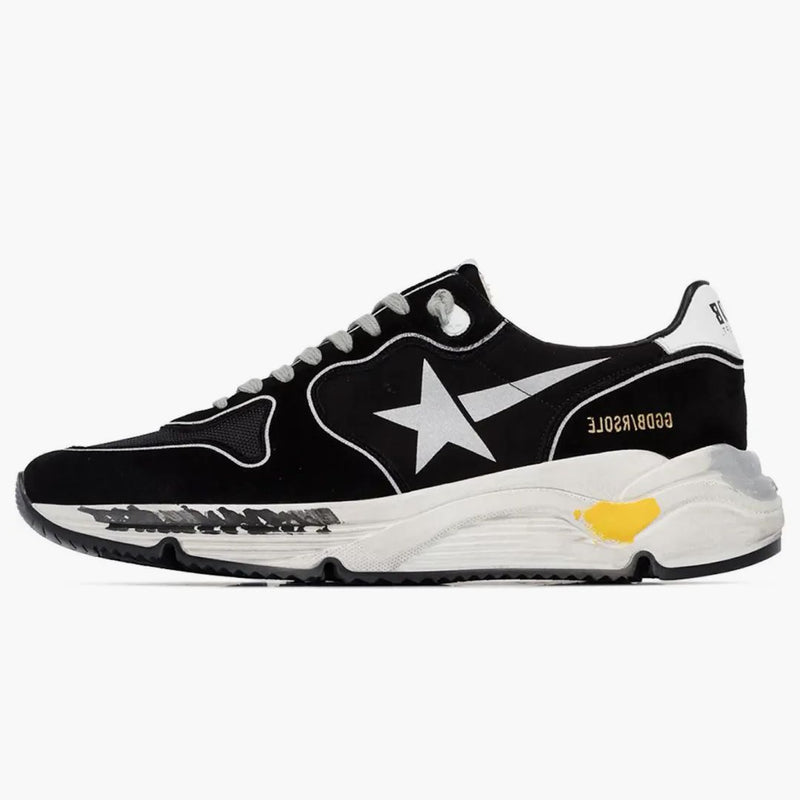 Golden Goose Running Sole Suede Hand-painted Black Silver White
