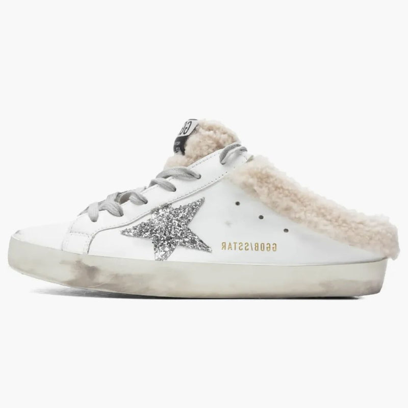 Golden Goose Super-star Sabot White Silver Beige (women's)