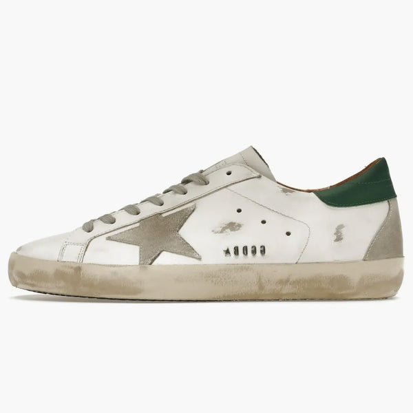 Golden Goose Super-star White Green Grey Suede Patch