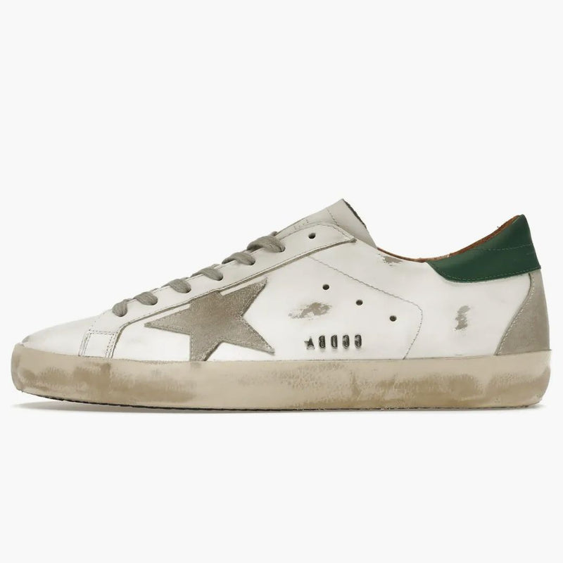 Golden Goose Super-star White Green Grey Suede Patch