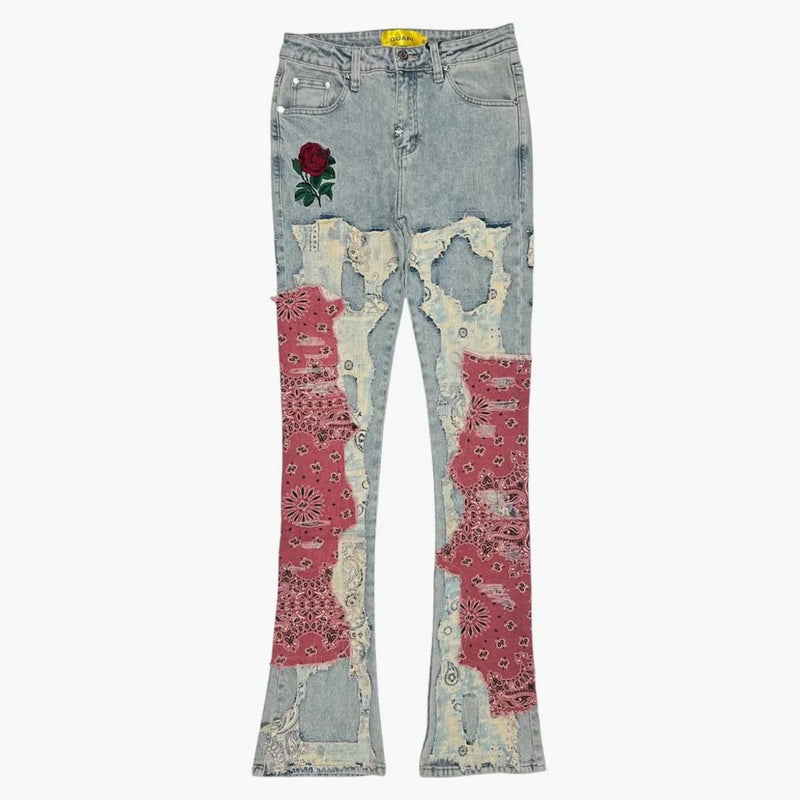 Guapi Vintage Distressed Rose Denim Blue