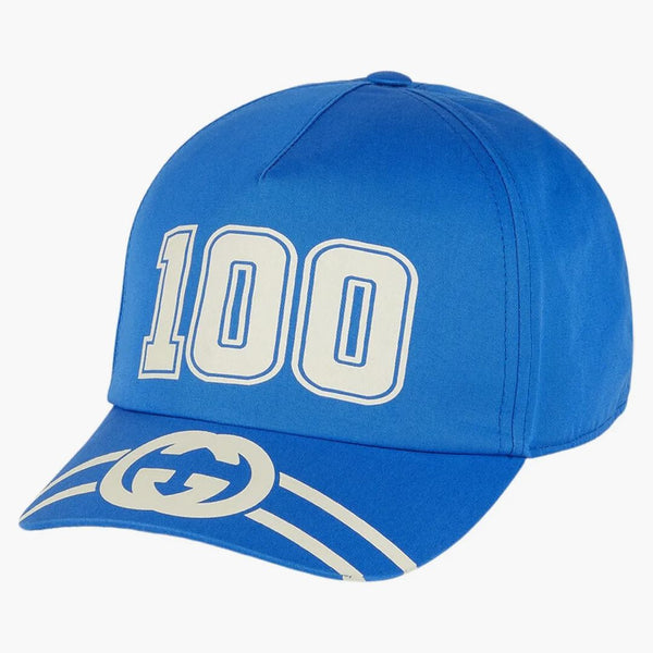 Gucci 100 baseball kardborrband rand cap Royal Blue/White