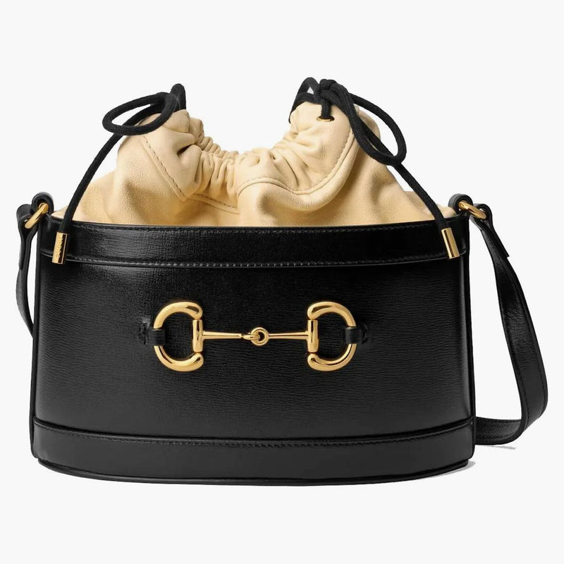 Gucci 1955 Horsebit Bucket Bag Small Black/Butter