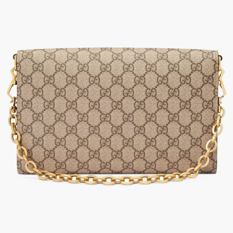Gucci 1955 Horsebit Shoulder Bag Small Gg Supreme Beige/ebony