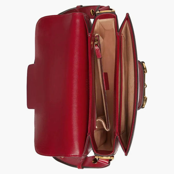 Gucci 1955 Horsebit Ramenní taška malá červená