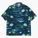 Abstraktní tisk košile s krátkým rukávem modrá