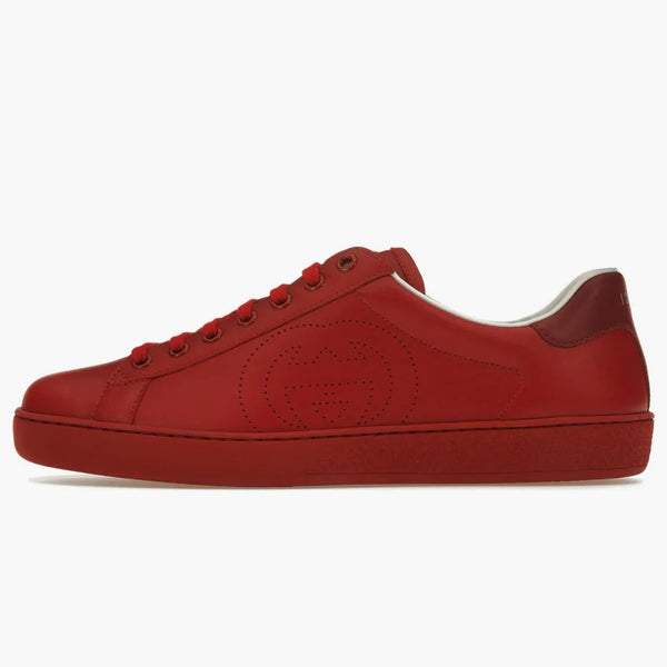 Gucci Ace Perforated Looking G czerwony