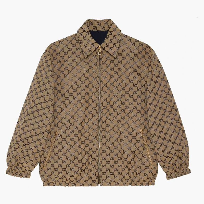 Gucci all over GG Harrington Reversible Jacket Beige Navy