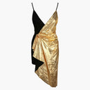 Gucci Asymmetric Suede Mini Dress Black/Gold