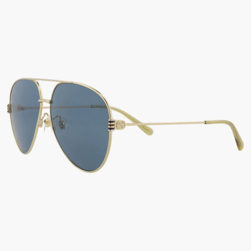 Gucci Aviator-Frame Metal Sunglasses Gold/Gold/Blue (GG1280S-30013904-003)
