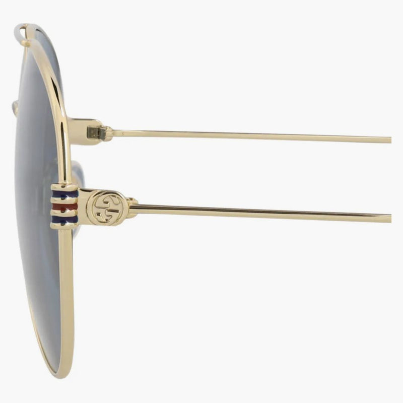 Gucci Aviator-Frame Metal Sunglasses Gold/Gold/Blue (GG1280S-30013904-003)