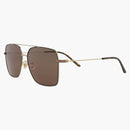 Gucci Aviator-Frame Metal Sunglasses Gold/Gold/Brown (GG1053SK-30011661-002)