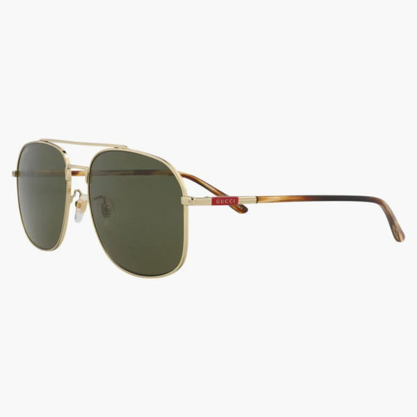 Gucci Aviator-Frame Metal Sunglasses Gold/Havana/Green (GG1351S-30013912-002)