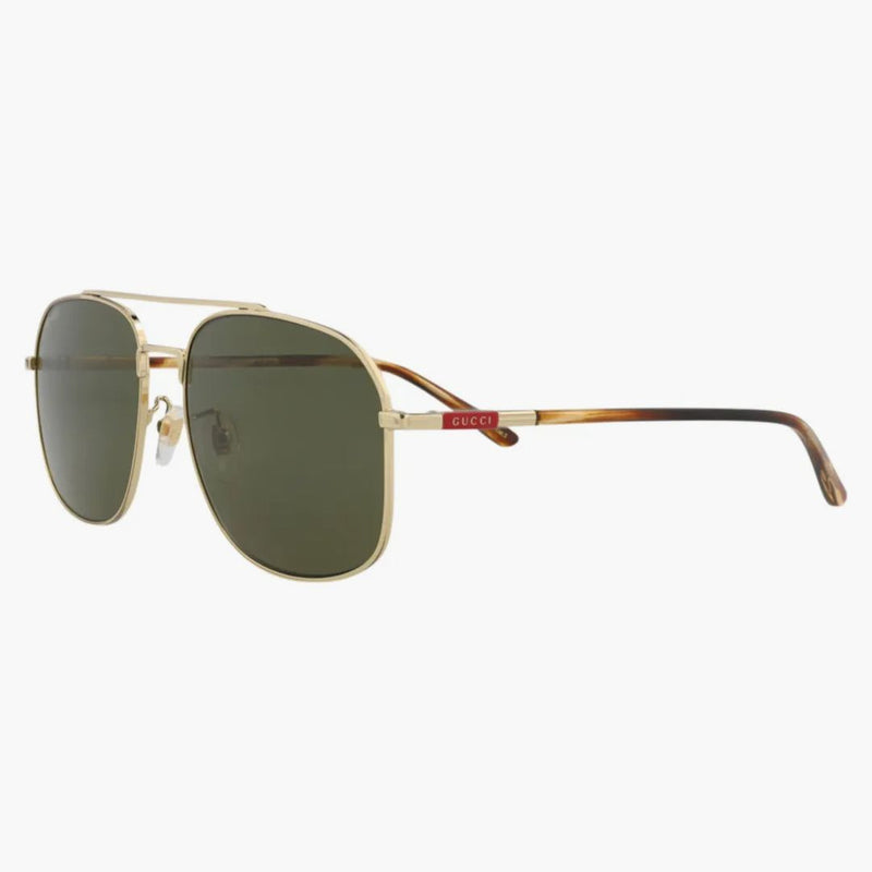 Gucci Aviator-Frame Metal Sunglasses Gold/Havana/Green (GG1351S-30013912-002)