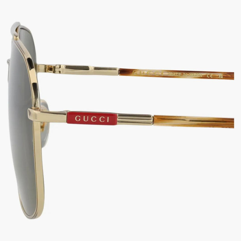 Gucci Aviator-Frame Metal Sunglasses Gold/Havana/Green (GG1351S-30013912-002)