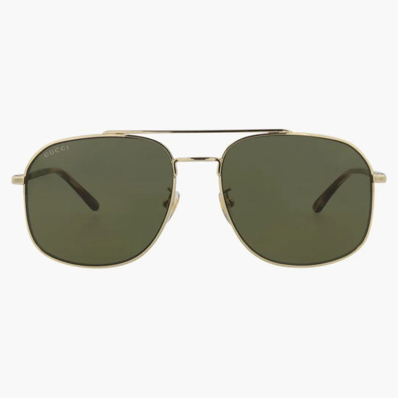 Gucci Aviator-Frame Metal Sunglasses Gold/Havana/Green (GG1351S-30013912-002)